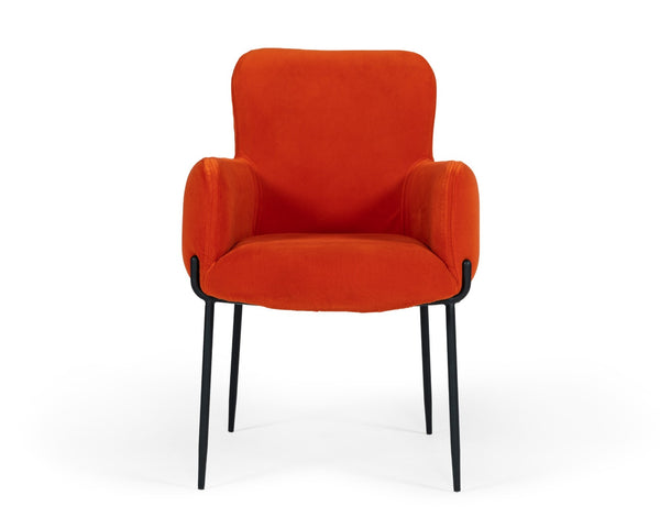 Modrest Frisco Mid Century Orange Velvet Dining Chair Model VGEUMC-9577CH-A