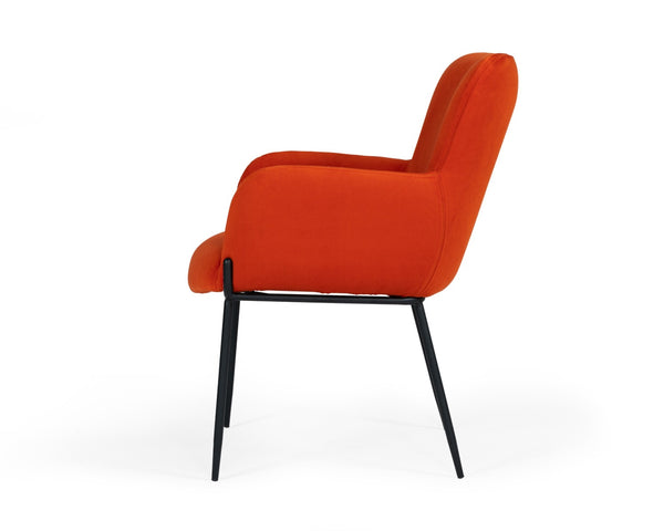 Modrest Frisco Mid Century Orange Velvet Dining Chair Model VGEUMC-9577CH-A