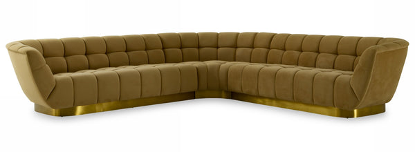 Granby Glam Mustard + Gold Fabric Sectional Sofa