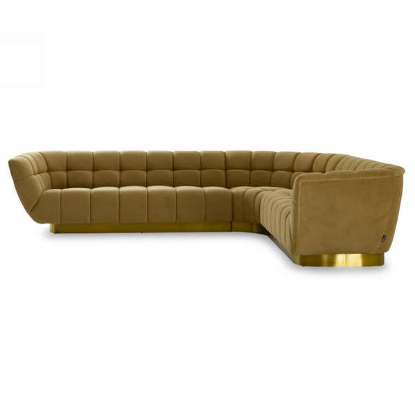Granby Glam Mustard + Gold Fabric Sectional Sofa