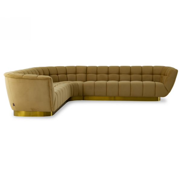 Granby Glam Mustard + Gold Fabric Sectional Sofa