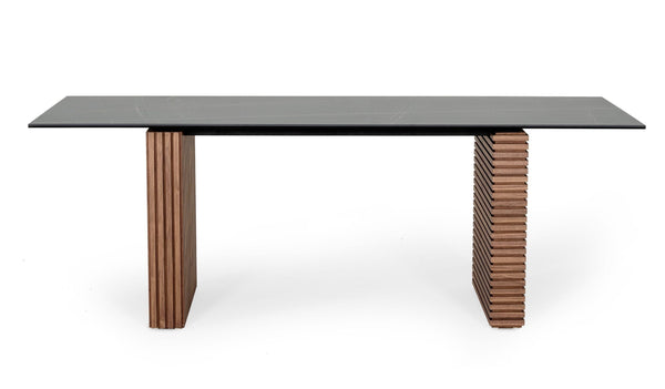 Modrest Maggie Modern Walnut And Black Ceramic Top Dining Table Model VGDWJ3555-1