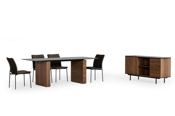 Modrest Maggie Modern Walnut And Black Ceramic Top Dining Table Model VGDWJ3555-1