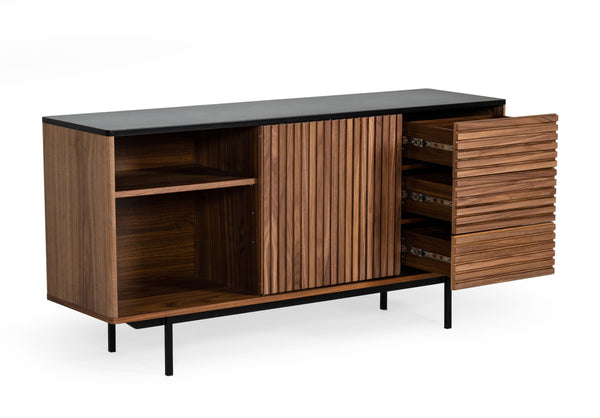 Maggie Modern Walnut and Grey Buffet