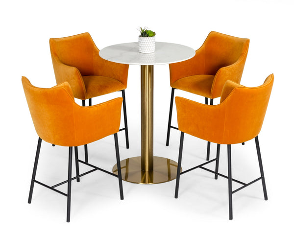 Modrest Fairway Glam White Marble And Brushed Gold Bar Table Model VGEUMC-6931BT