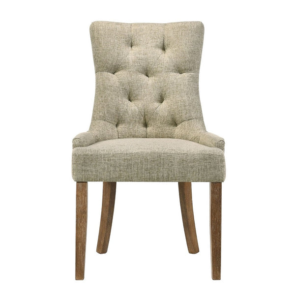 ACME Yotam Beige Fabric & Salvaged Oak Side Chair (Set-2) Model 77162