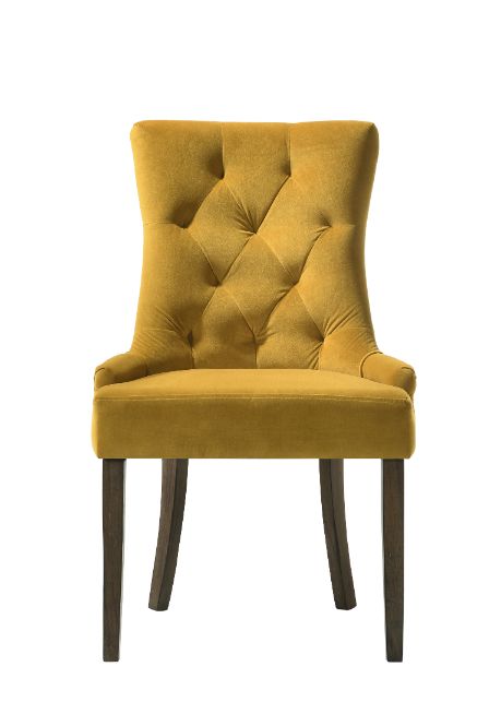 ACME Farren Yellow Velvet & Espresso Side Chair (Set-2) Model 77163