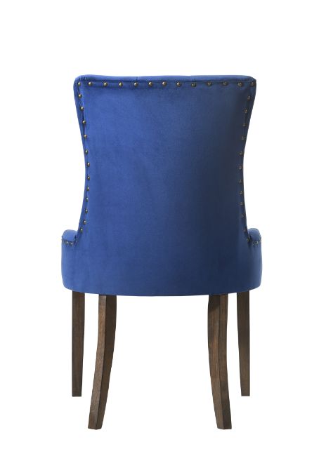 ACME Farren Blue Velvet & Weathered Oak Side Chair (Set-2) Model 77165