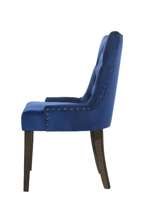 ACME Farren Blue Velvet & Weathered Oak Side Chair (Set-2) Model 77165