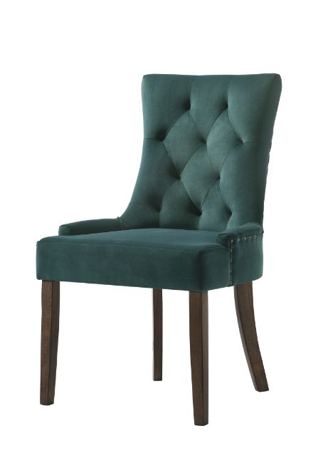 ACME Farren Green Velvet & Weathered Oak Side Chair (Set-2) Model 77166