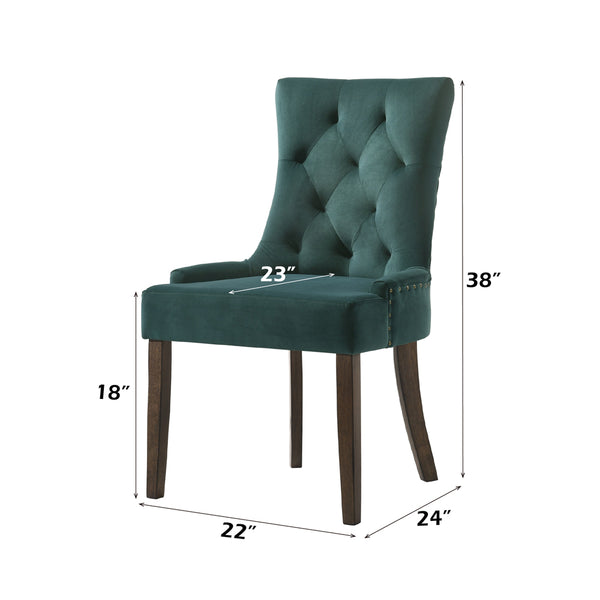 ACME Farren Green Velvet & Weathered Oak Side Chair (Set-2) Model 77166