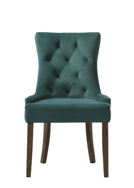 ACME Farren Green Velvet & Weathered Oak Side Chair (Set-2) Model 77166