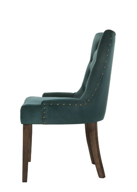 ACME Farren Green Velvet & Weathered Oak Side Chair (Set-2) Model 77166