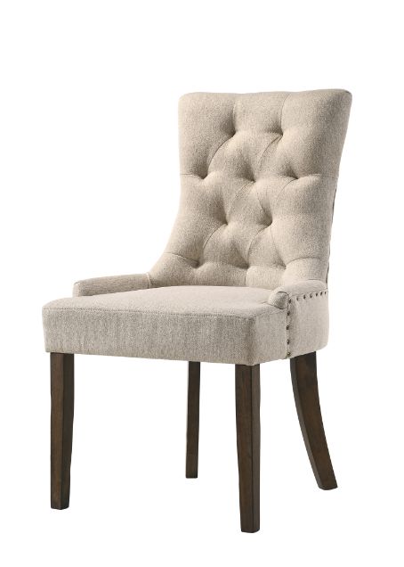 ACME Farren Beige Fabric & Weathered Oak Side Chair (Set-2) Model 77172