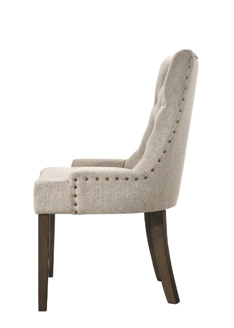 ACME Farren Beige Fabric & Weathered Oak Side Chair (Set-2) Model 77172