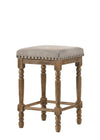 ACME Farsiris Beige Fabric & Weathered Oak Counter Height Stool Model 77177