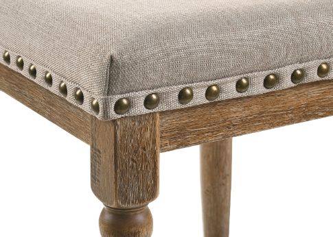 ACME Farsiris Beige Fabric & Weathered Oak Counter Height Stool Model 77177