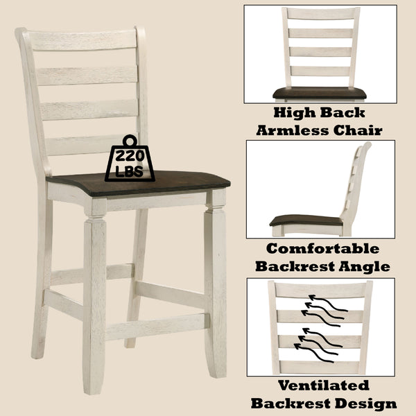 ACME Tasnim Oak & Antique White Counter Height Chair (Set-2) Model 77183