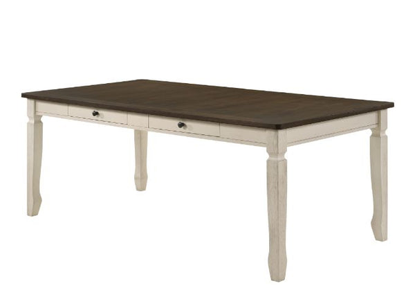 ACME Fedele Weathered Oak & Cream Dining Table Model 77190