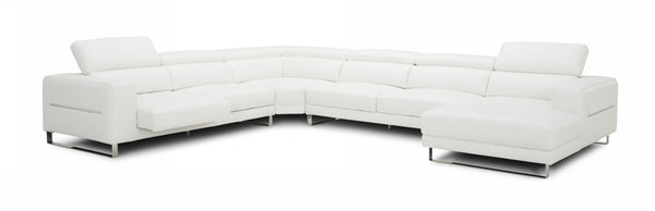 Divani Casa Hawkey Contemporary White Full Leather U Shaped Sectional Sofa Model VGKKKF1066-L2927
