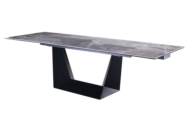 Modrest Baldwin Modern Grey Ceramic & Black Metal Extendable Dining Table Model VGNSGD8684-CB