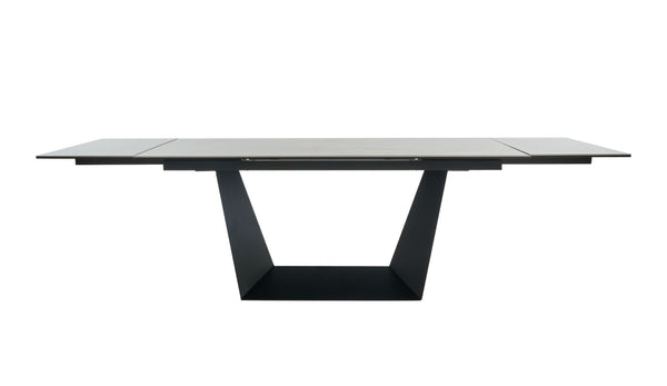 Modrest Baldwin Modern Grey Ceramic & Black Metal Extendable Dining Table Model VGNSGD8684-CB