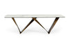 Modrest Melanie Modern White Ceramic & Brushed Brown Dining Table Model VGVCT1886-WHT-DT