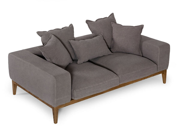Corina Modern Grey Linen Loveseat