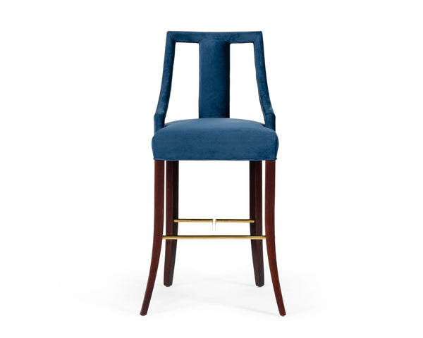 Modrest Kimball Glam Blue Velvet Bar Stool Model VGUIHERSA