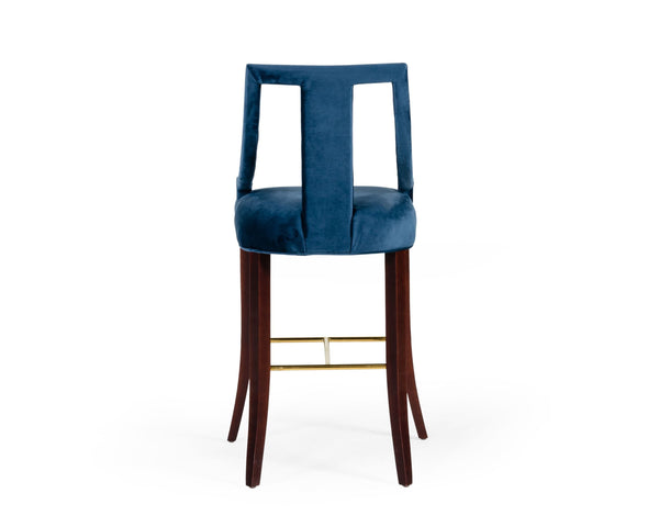 Modrest Kimball Glam Blue Velvet Bar Stool Model VGUIHERSA