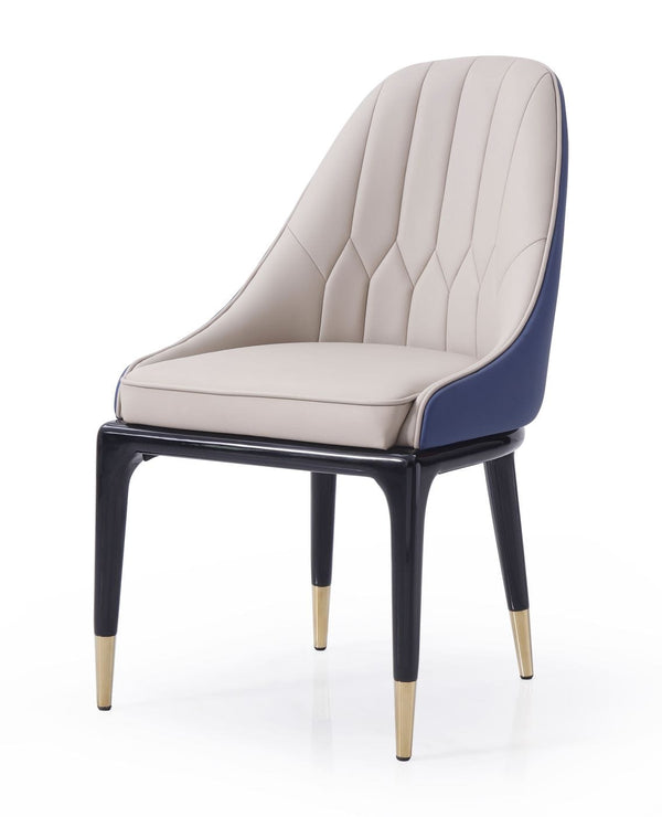 Modrest Marco Modern Glam Beige & Blue Dining Chair Model VGVCB1869-BLU-DC