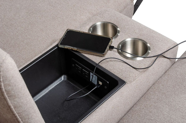 Divani Casa Lloyd Modern Light Brownfabric Sectional With Three Recliners Model VGKMKM.510H-SECT