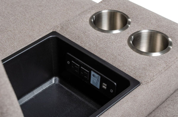 Divani Casa Lloyd Modern Light Brownfabric Sectional With Three Recliners Model VGKMKM.510H-SECT