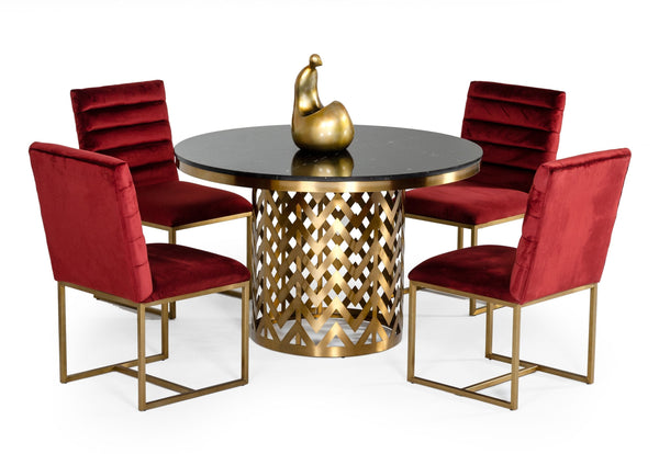 Modrest Kowal Glam Black Marble Dining Table Model VGGMM-DT-1426