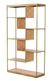 Modrest Jessica Modern Oak & Brass Bookshelf Model VGGMBK-1179-SHELF