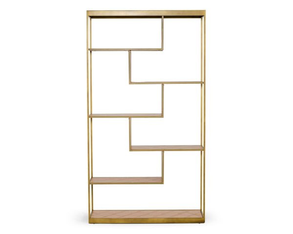 Modrest Jessica Modern Oak & Brass Bookshelf Model VGGMBK-1179-SHELF
