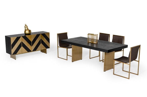 Perret Glam Black Ash & Brushed Brass Modern Buffet