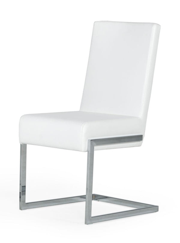 Modrest Batavia Modern White & Stainless Steel Dining Chair (Set Of 2) Model VGEWF3131BK-WHT