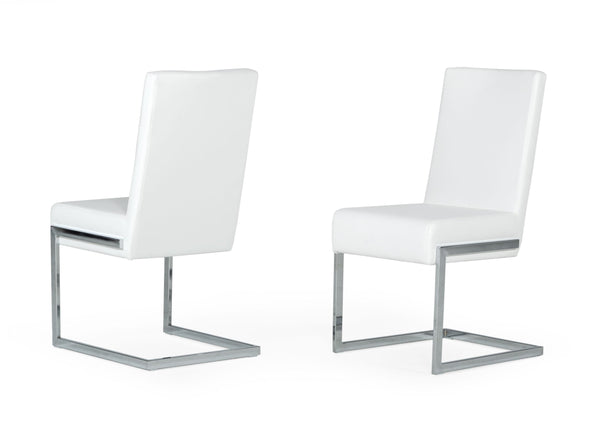 Modrest Batavia Modern White & Stainless Steel Dining Chair (Set Of 2) Model VGEWF3131BK-WHT
