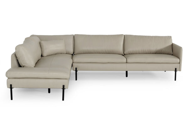 Divani Casa Sherry Modern Grey Leather Left Facing Sectional Sofa Model VGKKKF.1061Z-GRY-LAF-SECT