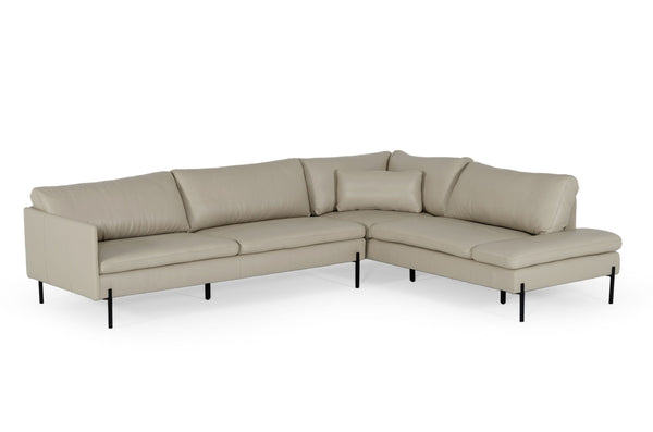 Sherry Modern Grey Leather Right Facing Sectional Sofa