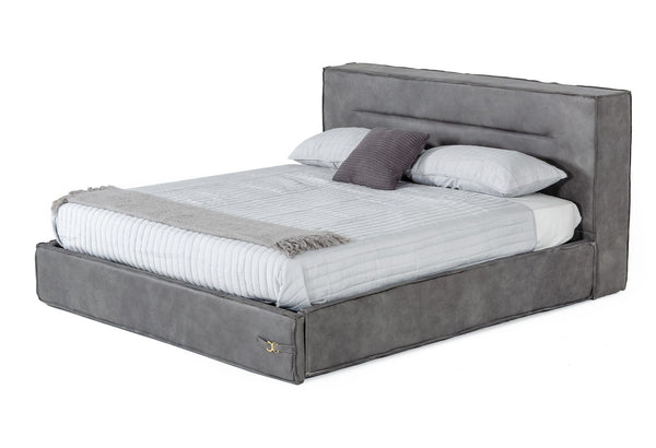 Lamod Italia Hollywood Eastern King Italian Contemporary Grey Leather Bed Model VGDDHOLLYWOOD-EK-EK