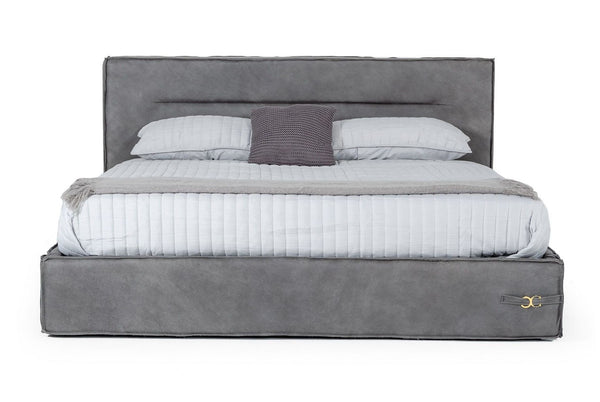 Lamod Italia Hollywood Eastern King Italian Contemporary Grey Leather Bed Model VGDDHOLLYWOOD-EK-EK