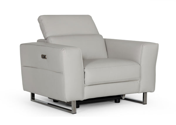 Accenti Italia Lucca Italian Modern Grey Armchair With Electric Recliner Model VGDDLUCCA-GREY-CH