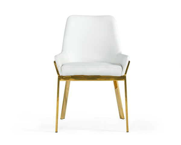 Modrest Ganon Modern White & Gold Dining Chair Model VGGAGA-6736CH-WHT-GLD-DC