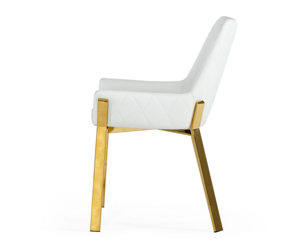 Modrest Ganon Modern White & Gold Dining Chair Model VGGAGA-6736CH-WHT-GLD-DC