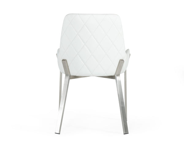 Modrest Ganon Modern White & Brushed Stainless Steel Dining Chair Model VGGAGA-6736CH-WHT-SS-DC