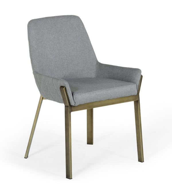 Ganon Modern Grey & Antique Brass Dining Chair
