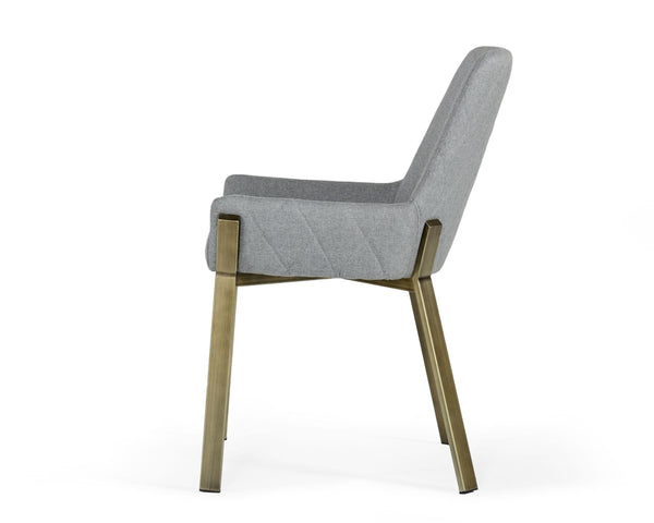 Modrest Ganon Modern Grey & Antique Brass Dining Chair Model VGGAGA-6736CH-GRY-DC