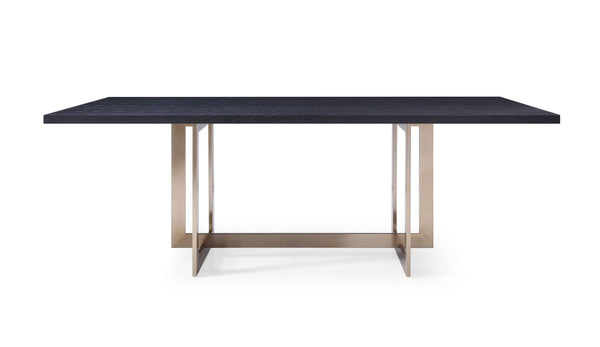 Pike Modern Black Ash & Brass Dining Table